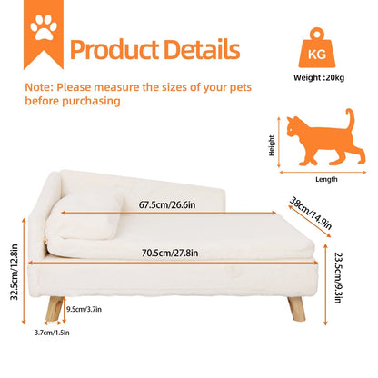 Elevated Pet Sofa Bed With Wood Legs And Waterproof Cozy Pad 4