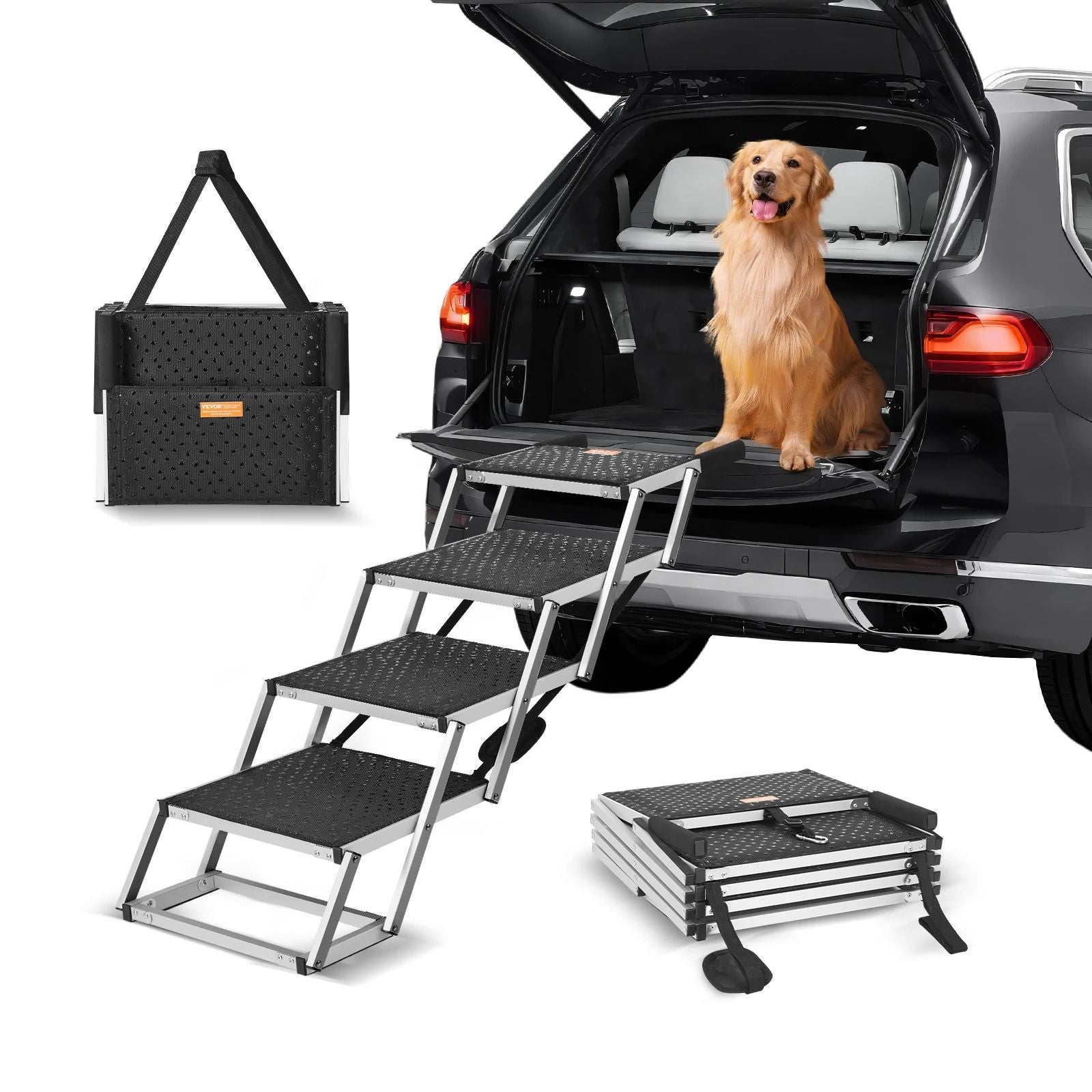 Foldable Aluminum Dog Car Steps for Easy Access