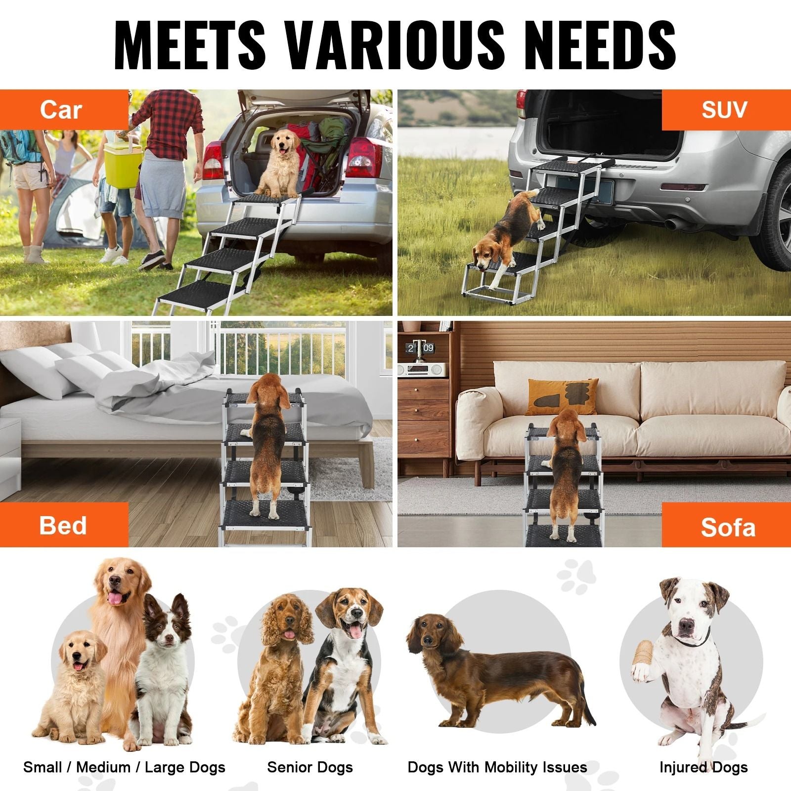Foldable Aluminum Dog Car Steps For Easy Access 2