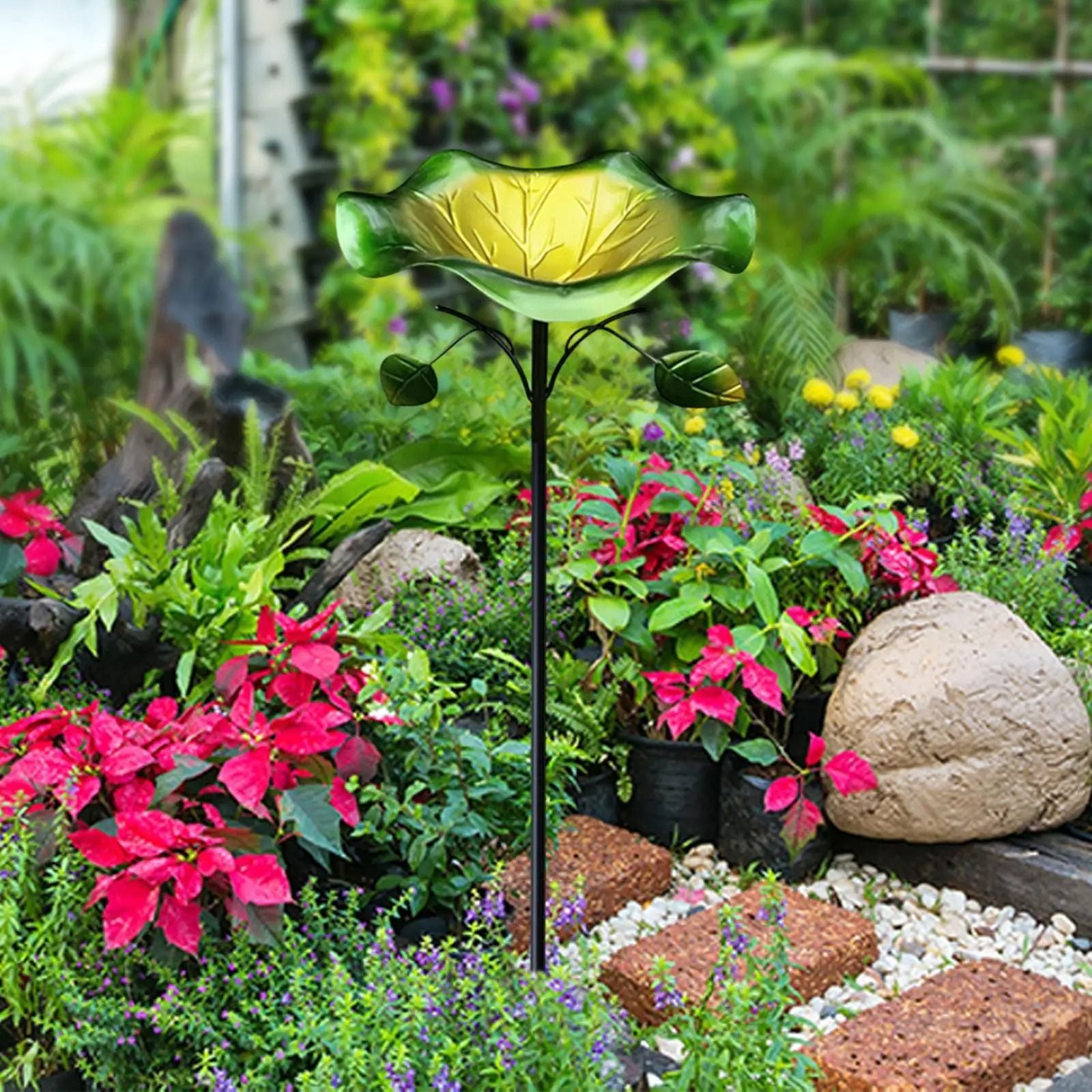 Freestanding Metal Bird Bath And Feeder For Outdoor Decor 5