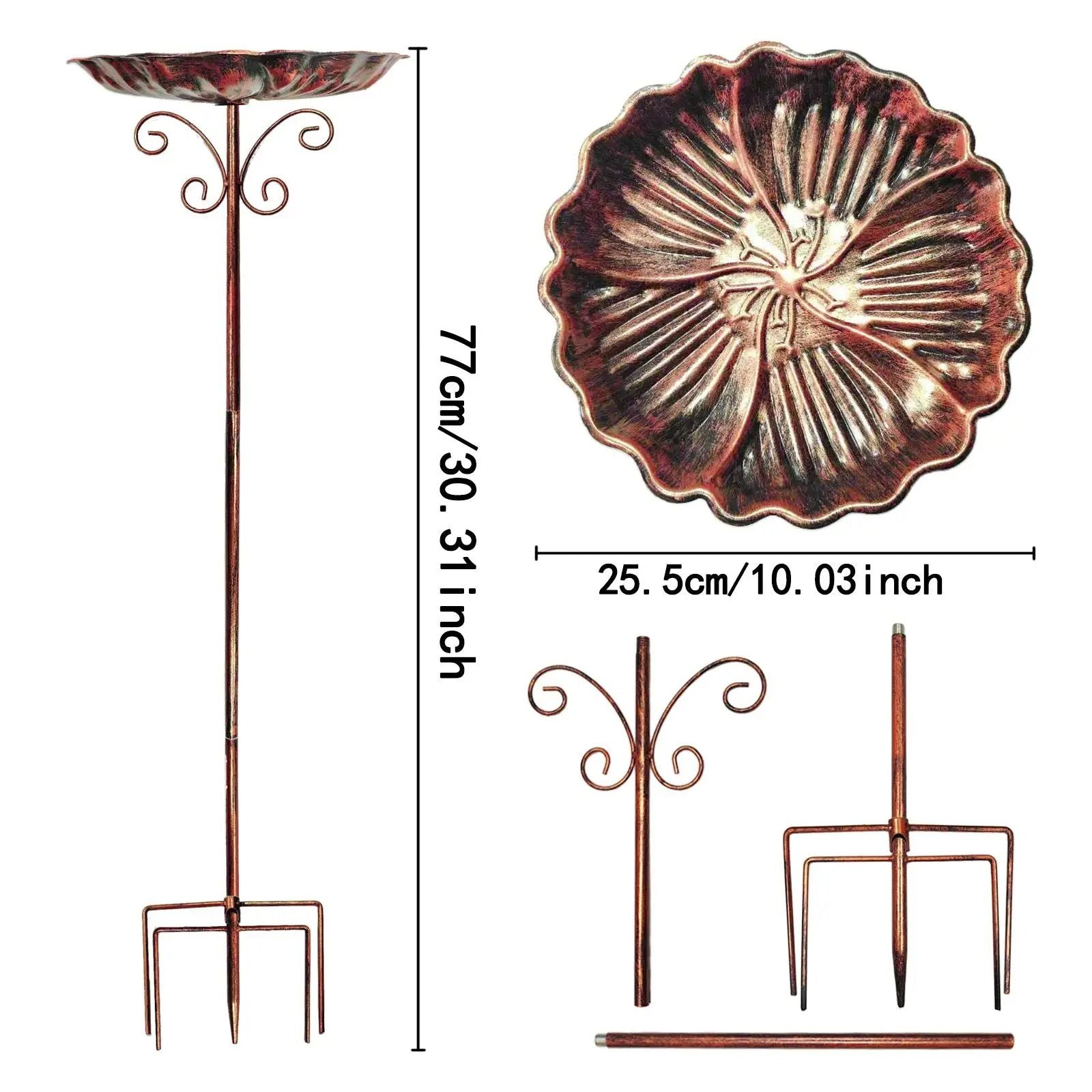 Freestanding Metal Bird Bath And Feeder For Outdoor Decor 13