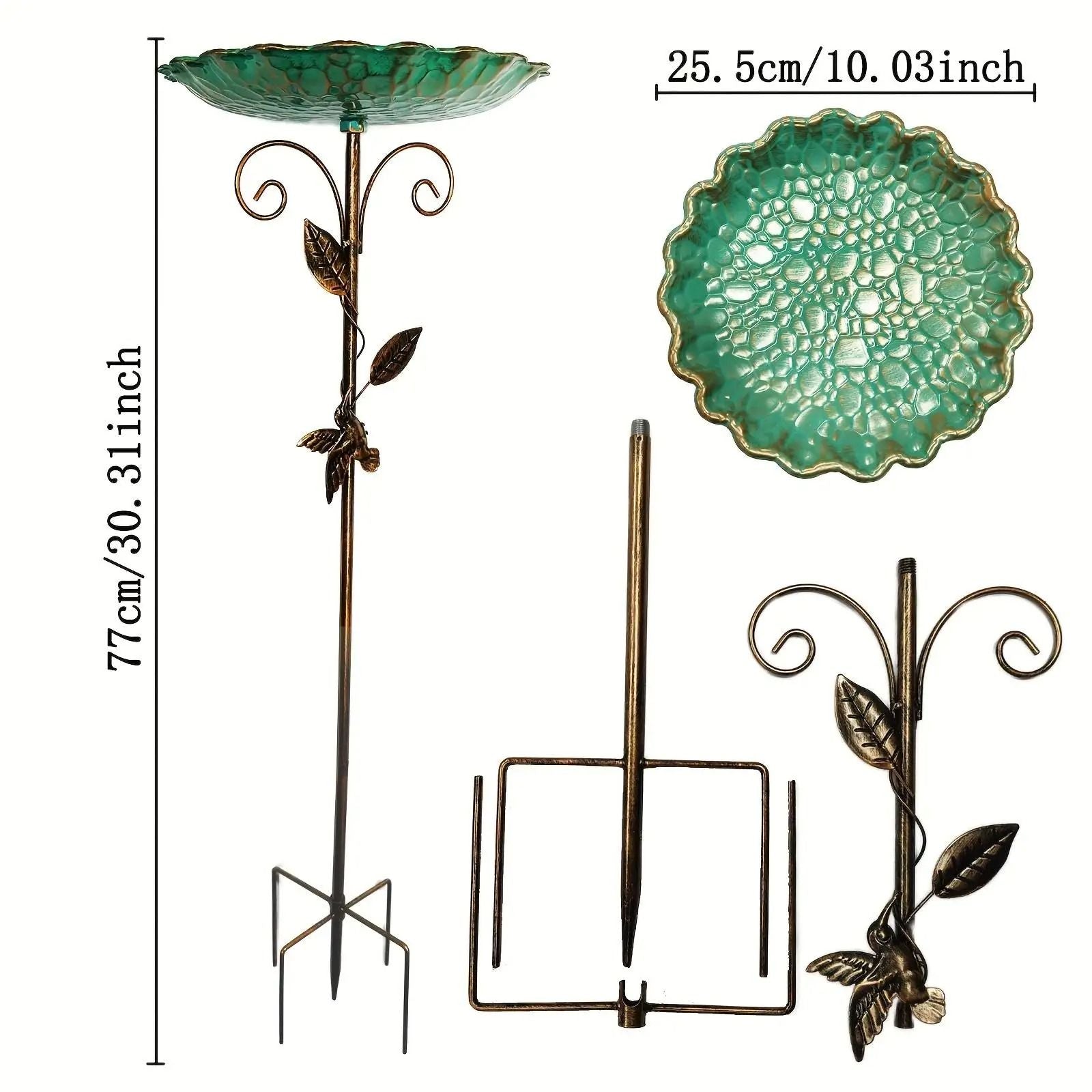 Freestanding Metal Bird Bath And Feeder For Outdoor Decor 14
