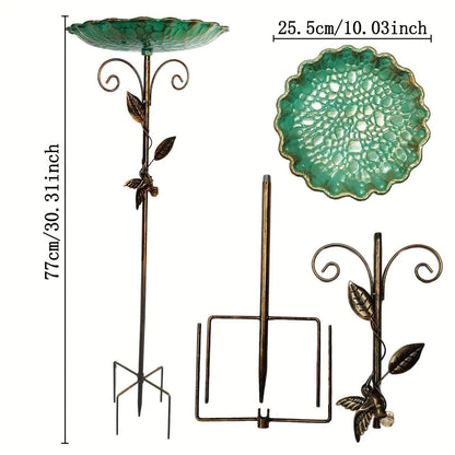 Freestanding Metal Bird Bath And Feeder For Outdoor Decor 14