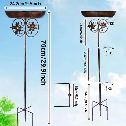 Freestanding Metal Bird Bath And Feeder For Outdoor Decor 19