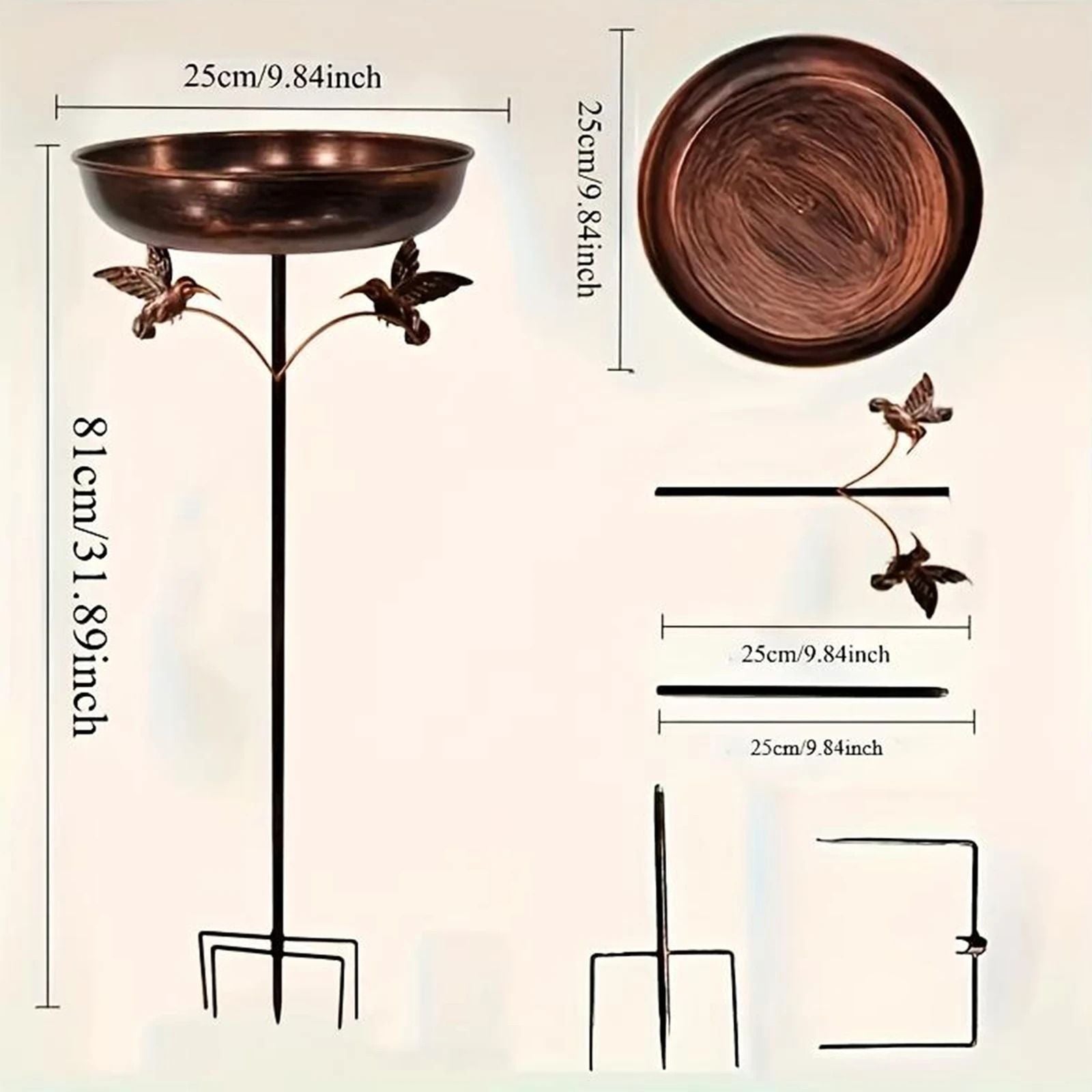 Freestanding Metal Bird Bath And Feeder For Outdoor Decor 24