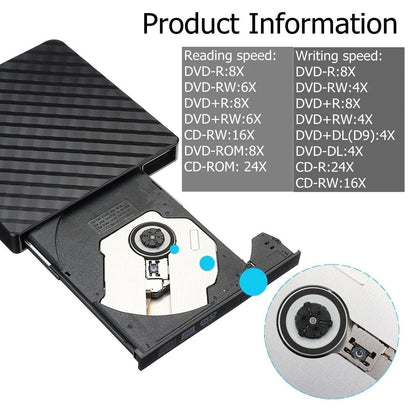 Ultra Slim Portable Optical Drive With USB And Type C Connectivity 2