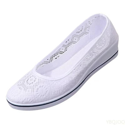 Summer Lace Hollow Wedge Heel Shoes  Breathable Comfortable Womens Flats For AllDay Wear 2
