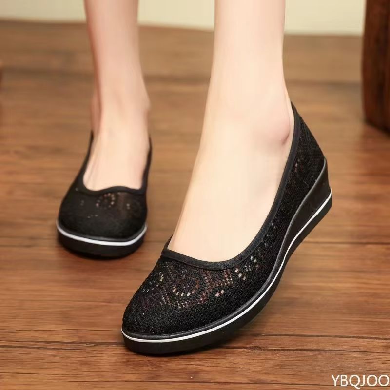 Summer Lace Hollow Wedge Heel Shoes  Breathable Comfortable Womens Flats For AllDay Wear 4