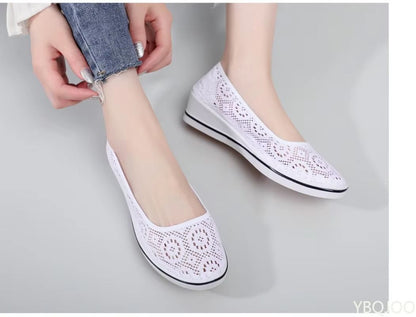 Summer Lace Hollow Wedge Heel Shoes  Breathable Comfortable Womens Flats For AllDay Wear 5