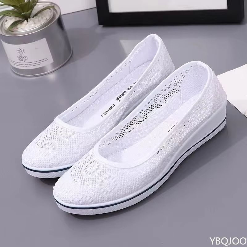 Summer Lace Hollow Wedge Heel Shoes  Breathable Comfortable Womens Flats For AllDay Wear 6