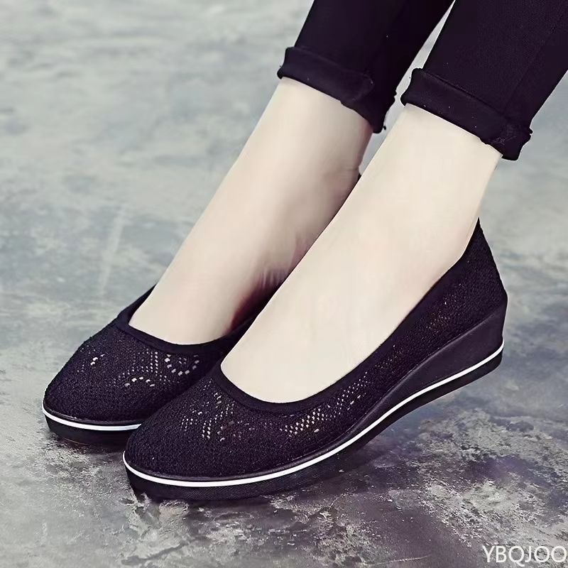 Summer Lace Hollow Wedge Heel Shoes  Breathable Comfortable Womens Flats For AllDay Wear 7