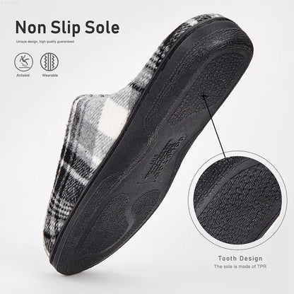 Mens Winter Plaid Memory Foam Slippers  Warm Furry Indoor House Shoes For AllDay Comfort 4