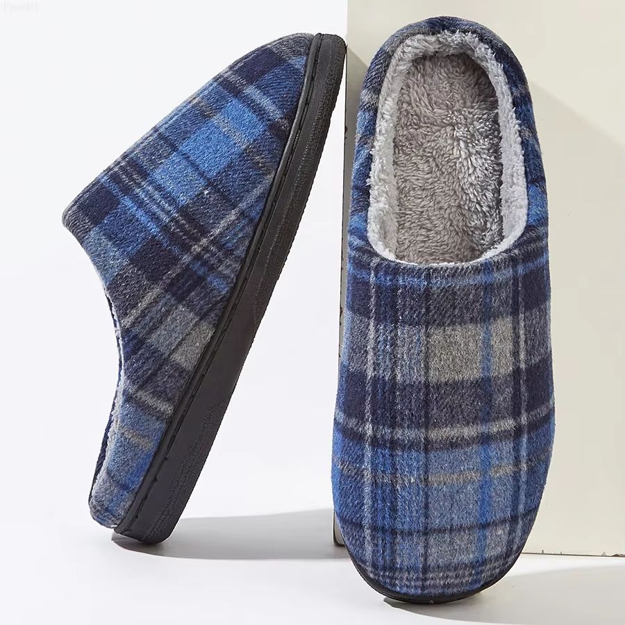 Mens Winter Plaid Memory Foam Slippers  Warm Furry Indoor House Shoes For AllDay Comfort 6