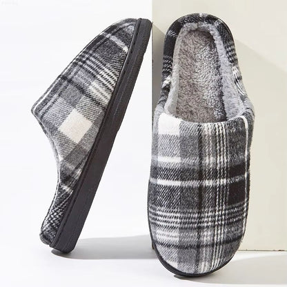 Mens Winter Plaid Memory Foam Slippers  Warm Furry Indoor House Shoes For AllDay Comfort 7