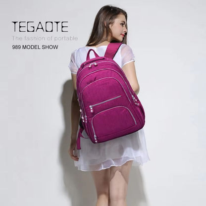 TEGAOTE Aesthetic School Backpack  Waterproof Nylon Laptop Bag And Travel Backpack Purse For Teen G 4