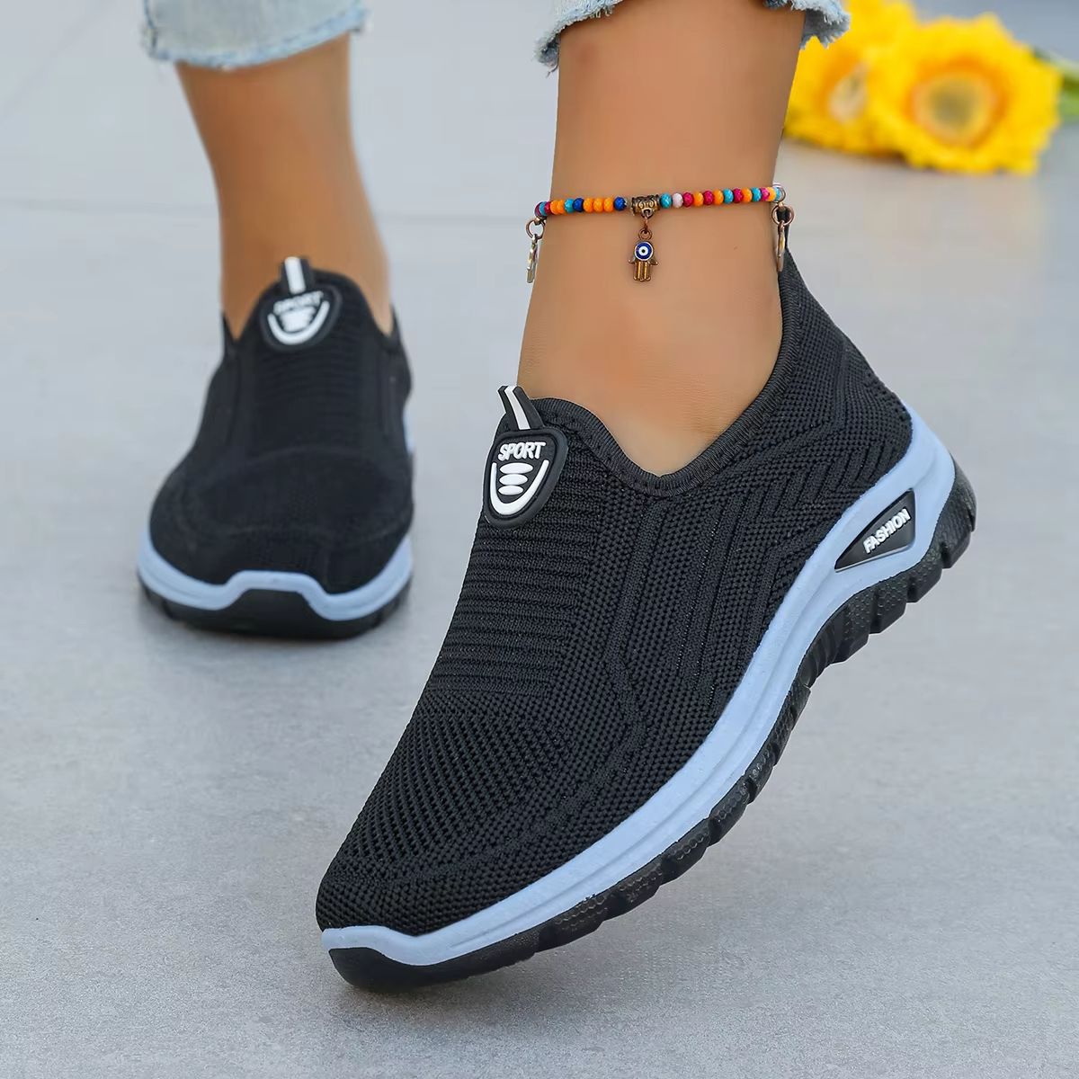 Womens SlipOn Sneakers  Breathable Flying Woven Lightweight Casual Shoes For Everyday Comfort 1