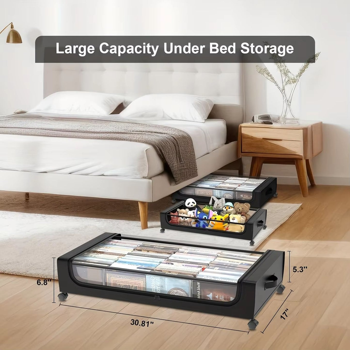 Underbed Storage Containers With Wheels And Lids  SpaceSaving PullOut Bins For Clothes Shoes And Do 1