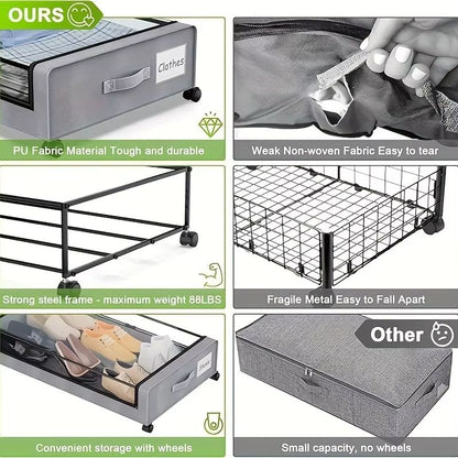 Underbed Storage Containers With Wheels And Lids  SpaceSaving PullOut Bins For Clothes Shoes And Do 4