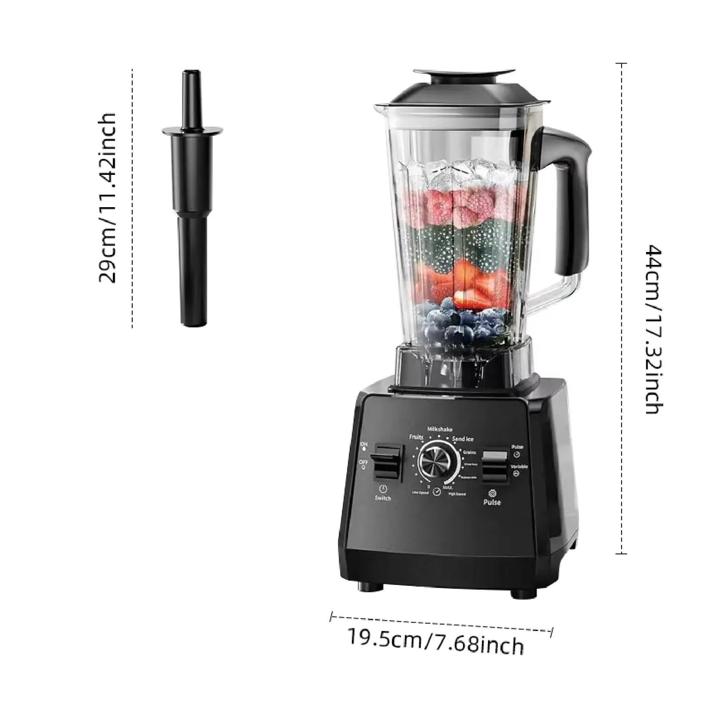 500W Professional Commercial Blender  Heavy Duty HighPower Food Processor For Smoothies Ice And Kit 7