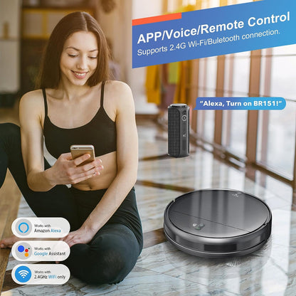 Robot Vacuum Cleaner 6000Pa Power With App Control Auto Charging Water Tank Wet Mopping Electric Sw 1