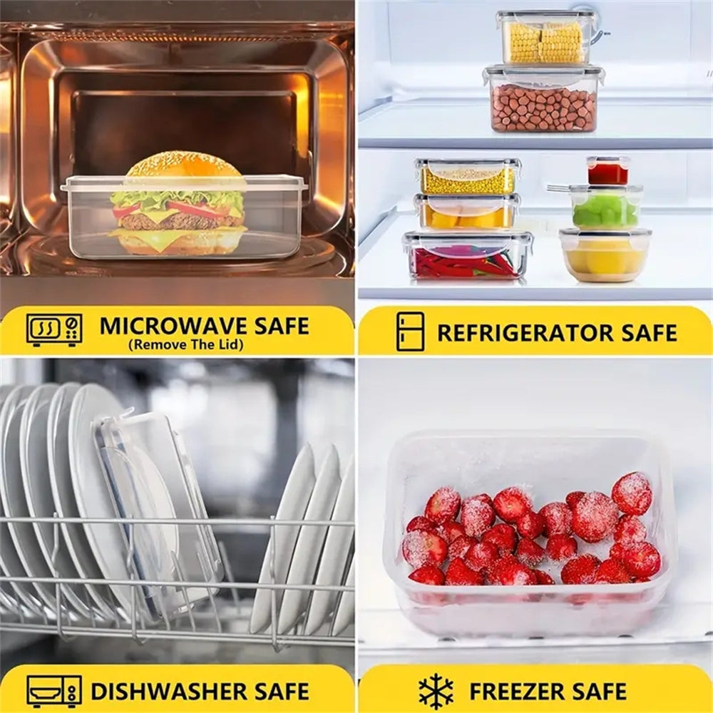 24pcs Kitchen Storage Container Set, Reusable Dishwasher Safe Plastic Bins Flip Lid Food Containers for Fruits Vegetable