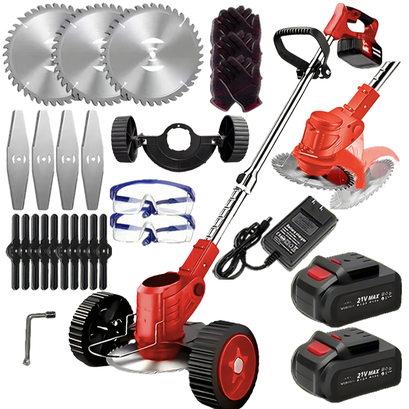 Cordless Lawn Trimmer Weed Wacker Lawn Mower Grass Edger 2 LiIon Batteries Powered With 3 Blade Typ 10