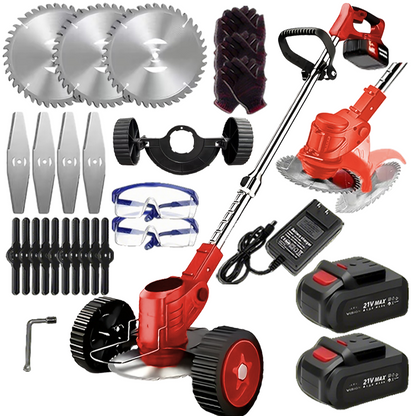 Cordless Lawn Trimmer Weed Wacker Lawn Mower Grass Edger 2 LiIon Batteries Powered With 3 Blade Typ 10