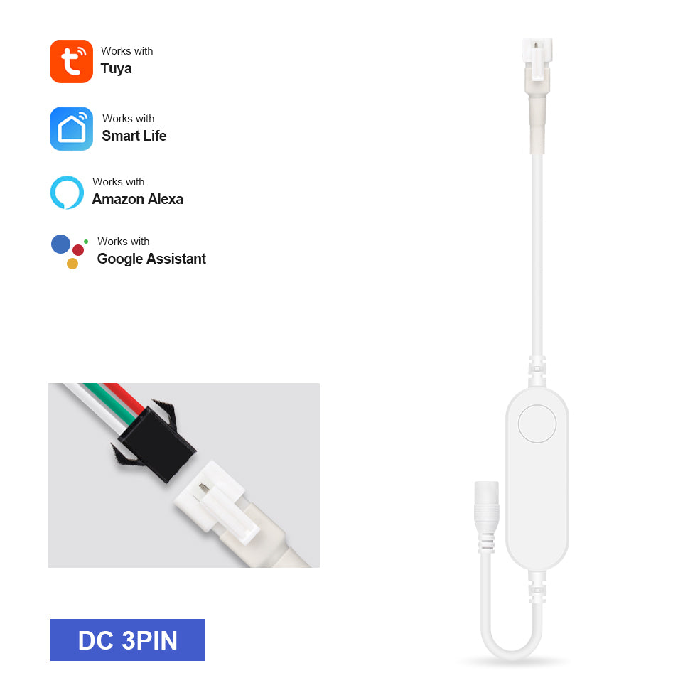 Tuya Smart Life WiFi RGB LED Light Strip Controller, 5V-24V, 3Pin/4Pin, Wireless Remote, Works with Alexa, Google Home