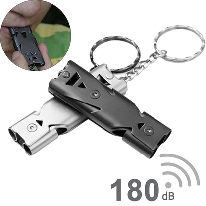 Double Pipe Whistle Pendant Keychain High Decibel Portable Outdoor Survival Emergency Camping Tool  2