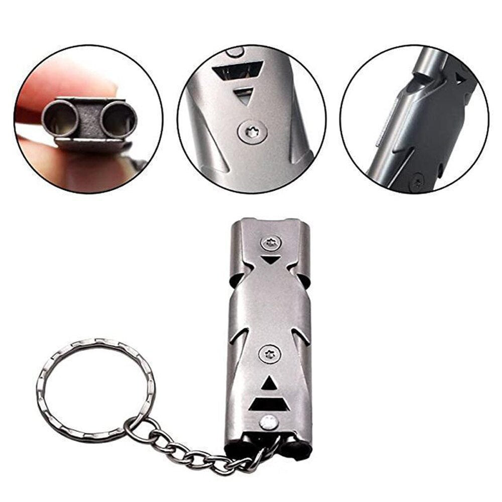 Double Pipe Whistle Pendant Keychain High Decibel Portable Outdoor Survival Emergency Camping Tool  3