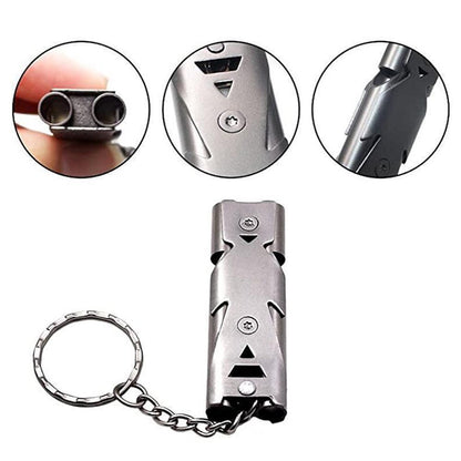 Double Pipe Whistle Pendant Keychain High Decibel Portable Outdoor Survival Emergency Camping Tool  3
