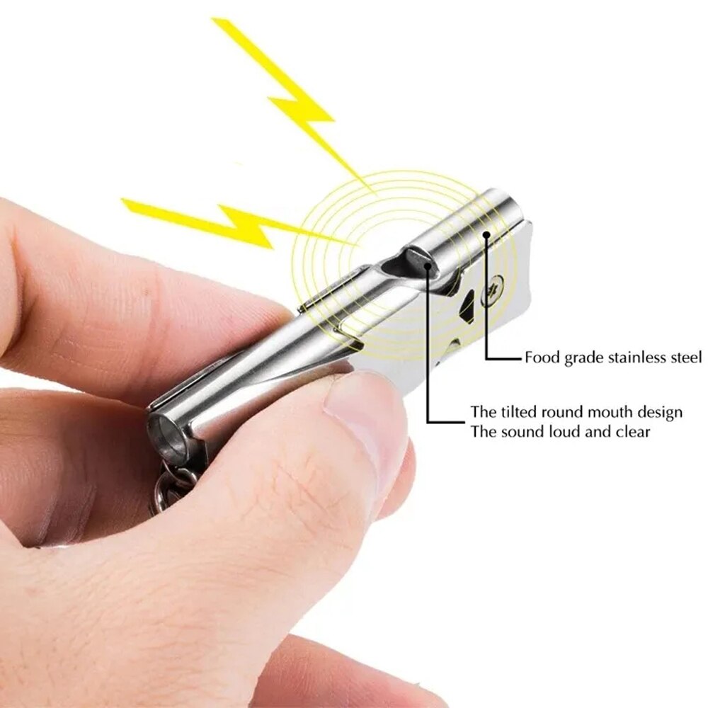 Double Pipe Whistle Pendant Keychain High Decibel Portable Outdoor Survival Emergency Camping Tool  4