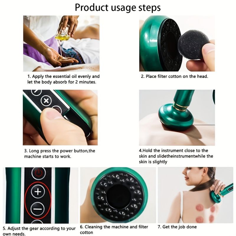 Electric Vacuum Cupping Massager 12-Level, Body Scraping Tool, Portable Suction Therapy Device for Back and Shoulder