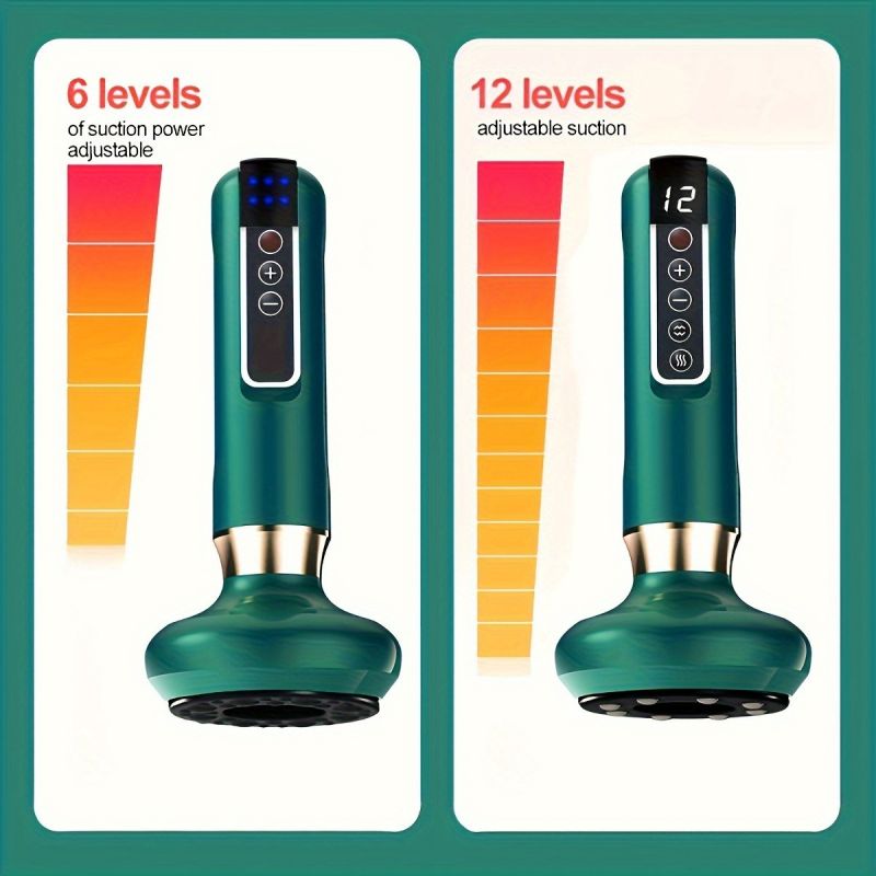 Electric Vacuum Cupping Massager 12-Level, Body Scraping Tool, Portable Suction Therapy Device for Back and Shoulder