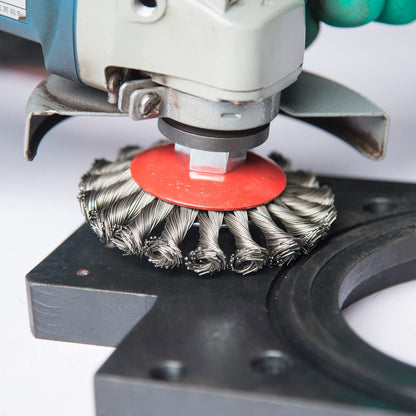 Twisted Steel Wire Wheel M14 Brush, Heavy-Duty Paint Remover, Deburring Tool for Metal Angle Grinder.
