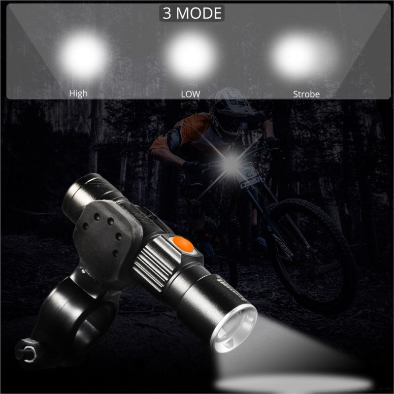 3 In 1 Lumen Bike Bicycle Light USB Rechargeable LED Waterproof Super Bright Zoom Headlight Rear Cy 1