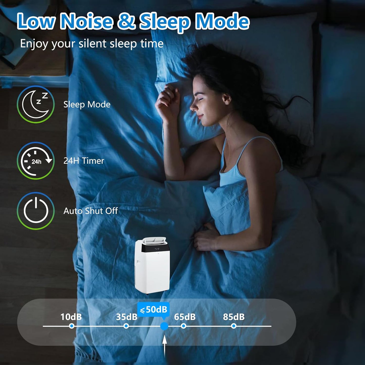 Portable Air Conditioners, Quiet Room AC Unit with Fan, Dehumidifier, Sleep Mode, Remote Control for Home