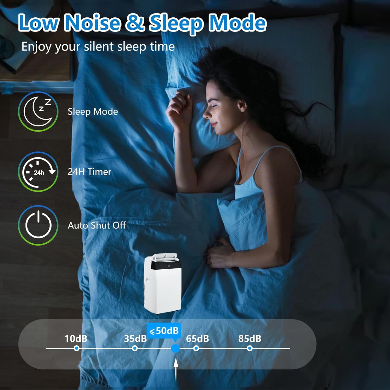Portable Air Conditioners, Quiet Room AC Unit with Fan, Dehumidifier, Sleep Mode, Remote Control for Home