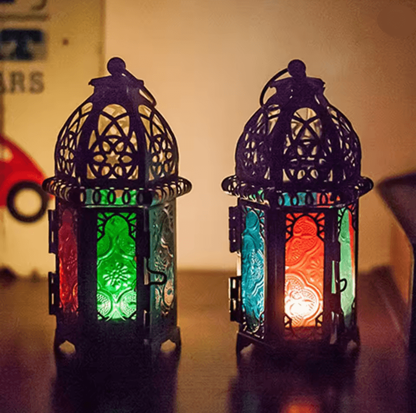 Moroccan Glow Hanging Glass Candle Lantern