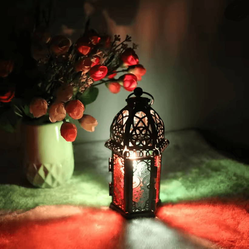 Moroccan Glow Hanging Glass Candle Lantern 1