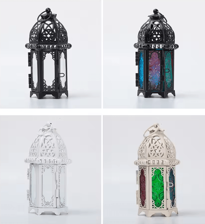 Moroccan Glow Hanging Glass Candle Lantern 2