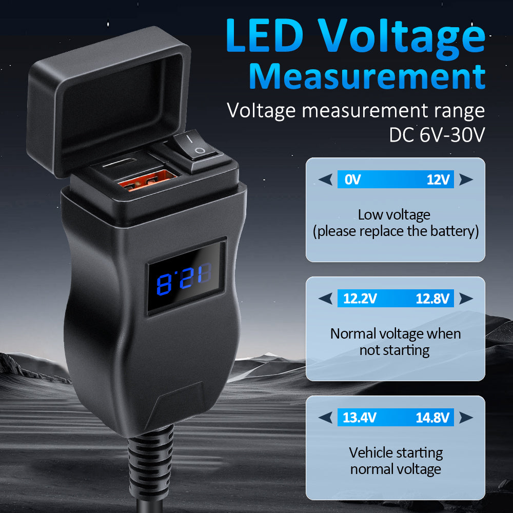Waterproof Motorcycle USB Charger Anchtek 12V Quick Charge 30  PD Ports VehicleMounted Adapter 1