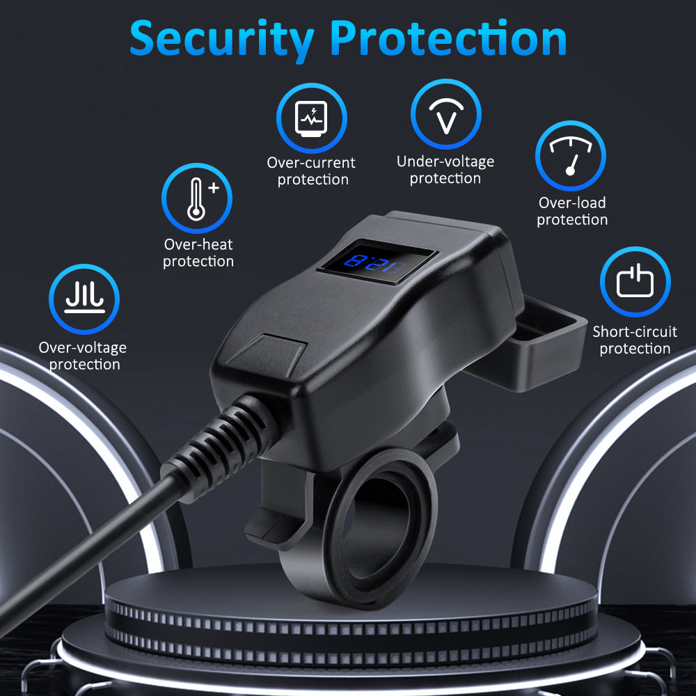 Waterproof Motorcycle USB Charger Anchtek 12V Quick Charge 30  PD Ports VehicleMounted Adapter 2