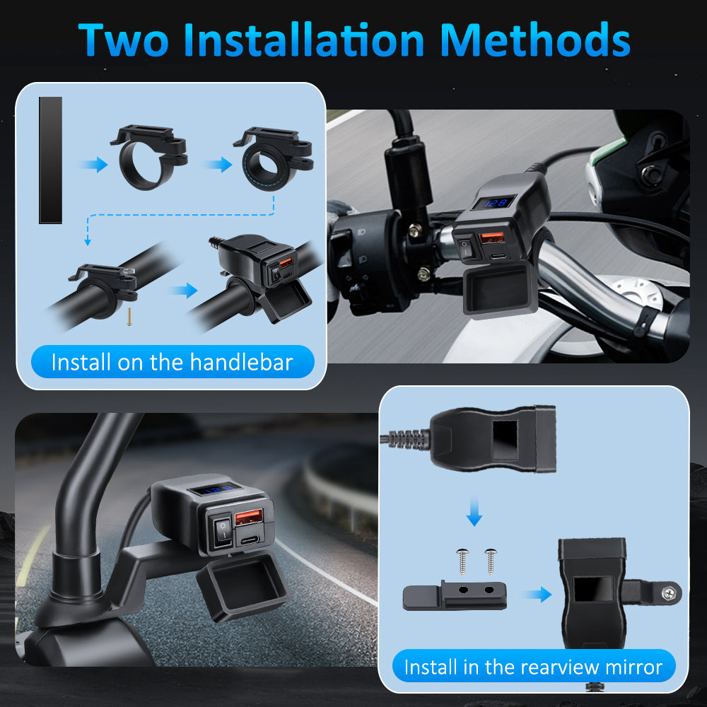 Waterproof Motorcycle USB Charger Anchtek 12V Quick Charge 30  PD Ports VehicleMounted Adapter 3
