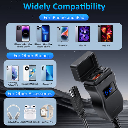 Waterproof Motorcycle USB Charger Anchtek 12V Quick Charge 30  PD Ports VehicleMounted Adapter 4