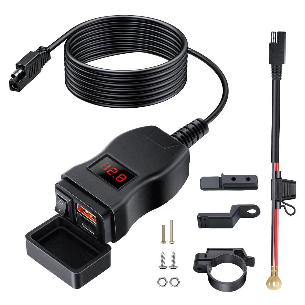 Waterproof Motorcycle USB Charger Anchtek 12V Quick Charge 30  PD Ports VehicleMounted Adapter 8