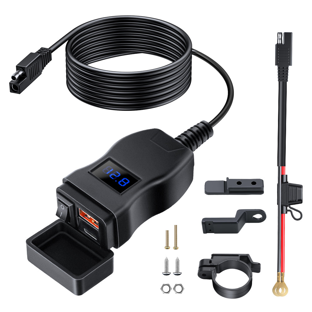 Waterproof Motorcycle USB Charger Anchtek 12V Quick Charge 30  PD Ports VehicleMounted Adapter 6