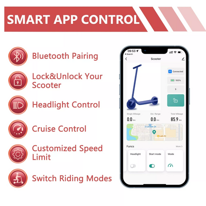 Smart Electric Scooter 350W 19mph Shock Absorbing Anti Skid 85 Inch Folding Waterproof Lightweight  4