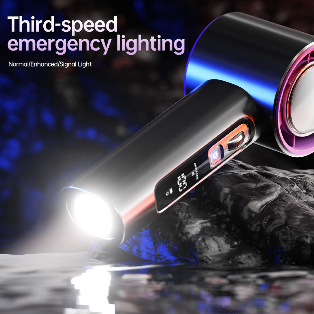 VGR 100 Speed High-Speed Handheld Electric Fan with Flashlight, USB Mini Portable Charging, Small Desktop Fan for Travel