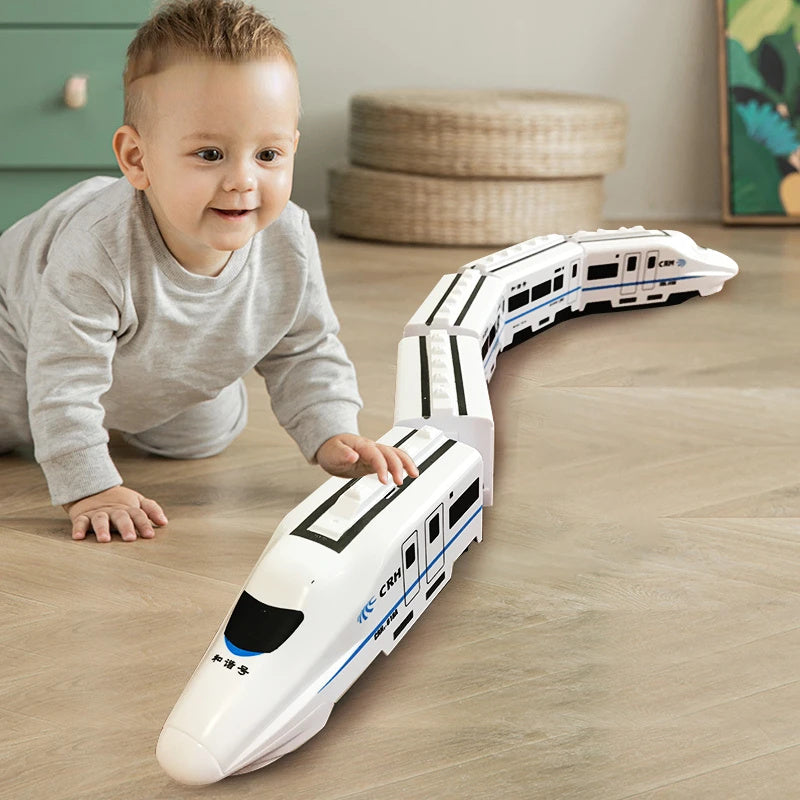 Interactive Electric Model Train Toy for Kids, DIY High-Speed Railway Set with Realistic Sound & Light